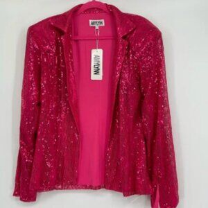 Amy Lynn Plunge Neck Sequin Blazer Size Large